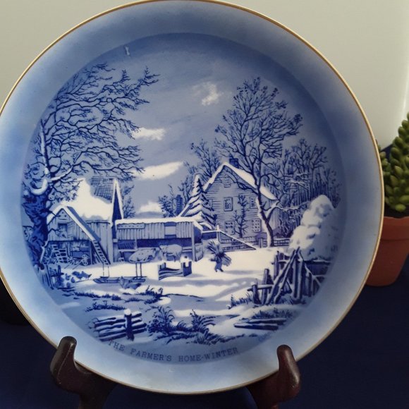 VTG THE FARMER'S HOME WINTER  Decor Plate - Picture 2 of 9